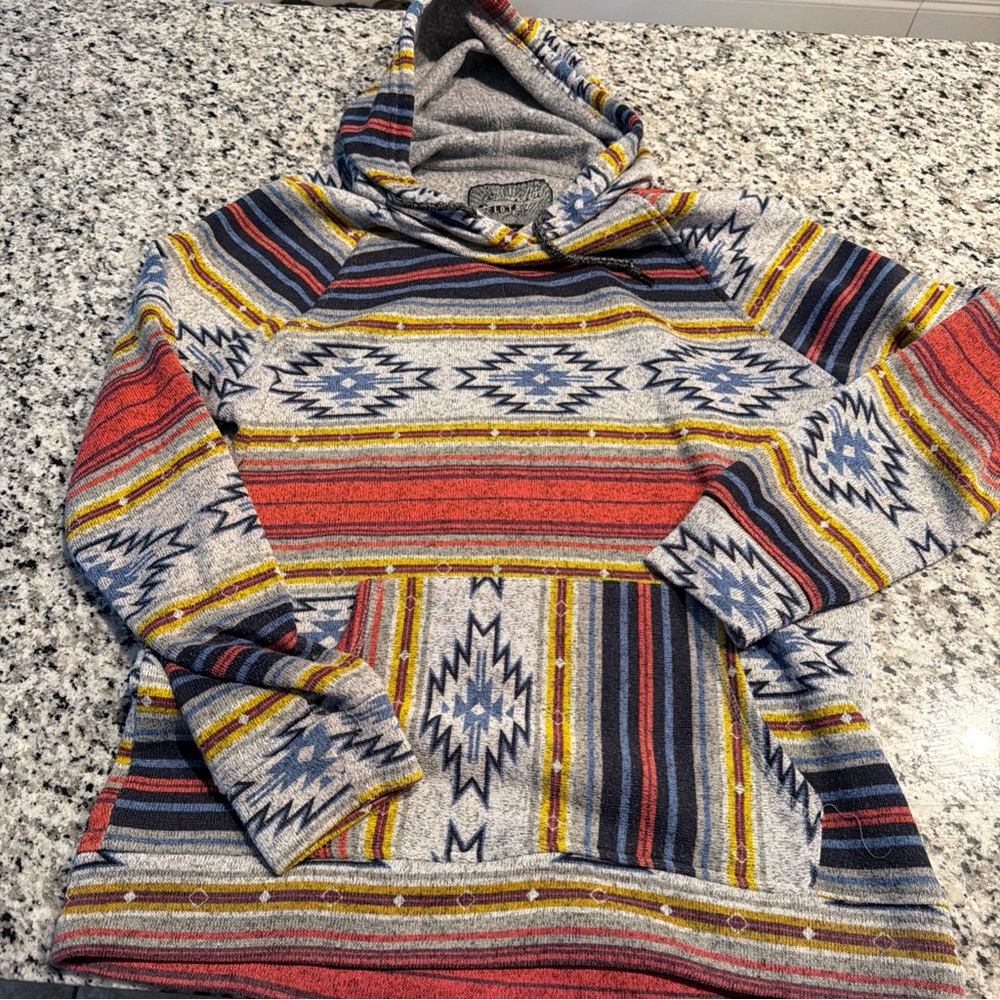 Browning Red and Blue Patterned Cowl Neck Sweater